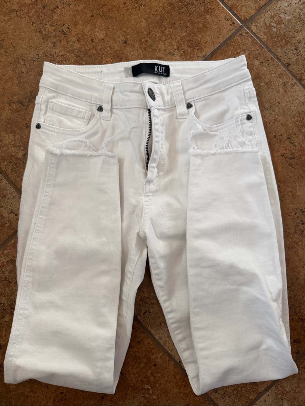 Kut from the Kloth White High-Rise Distressed Jeans - Picture 2 of 5